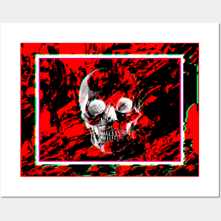 Skull Glitch Posters and Art